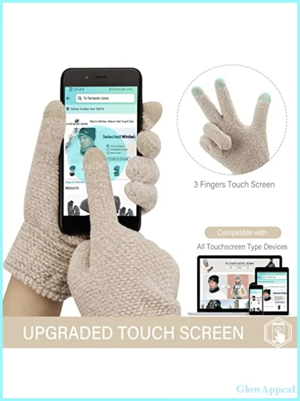 Women's Winter Touchscreen Gloves Chenille Warm Knit Gloves Cold Weather
